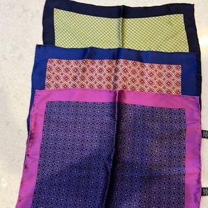 3 multicolored silk pocket squares